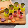 Wholesale food grade pink green custom made mold stainless steel round vegetable cookie cutter set with plastic handle
