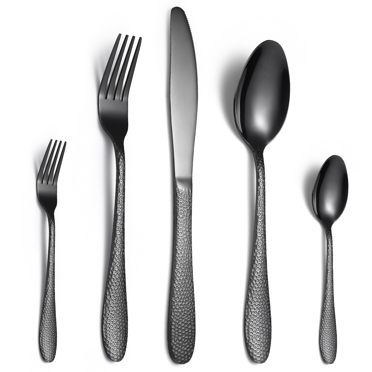 5 Pcs Piece High End Silverware Flatware Colorful Black And Gold Matte Stainless Steel Cutlery Set for Star Hotel