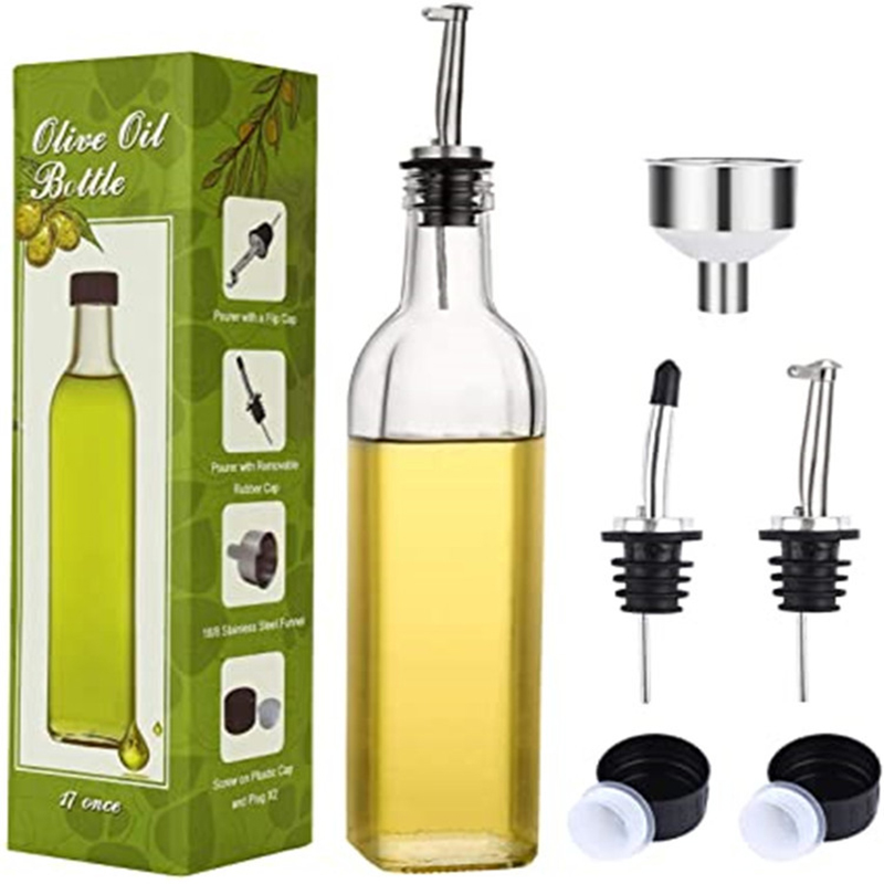 500ml Superior Glass Cruet Vinegar And Olive Oil Dispenser Bottle Set Seasoning Box for Kitchen Cooking