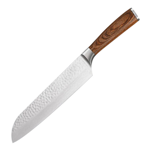 Brown Wood Handle Blank Blade Damascus Stainless Steel Steak Chef Knife