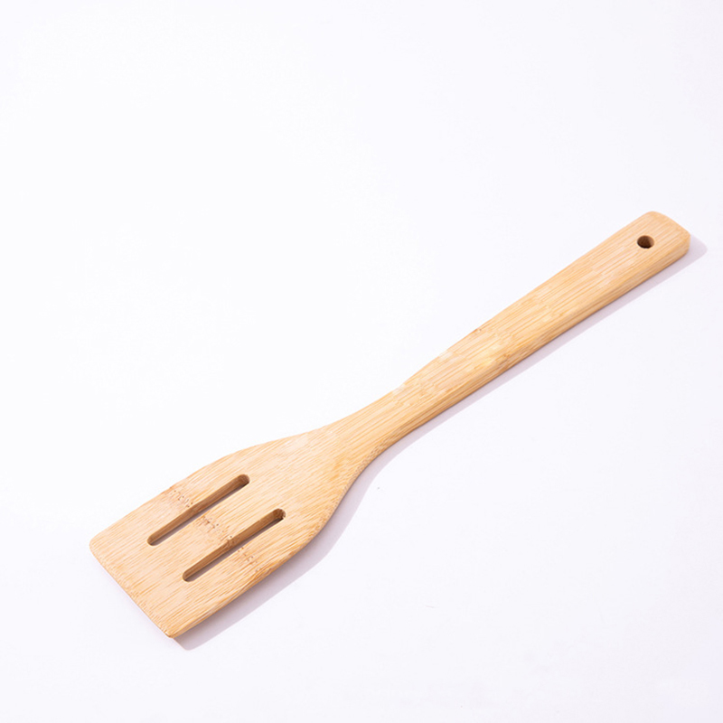Flat large long handle kitchen tool utensils wooden scraper slotted spatula serving beech wood pot bamboo spoon set for cooking
