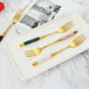 24 Pcs Stainless Steel Ceramic Handle Knife Fork Spoon Gold Flatware Luxury Cutlery Set with Stand in Gift Box