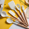 12 Pieces in 1 Set Kitchenware Cooking Tools Kitchen Accessories Silicone Kitchen Utensils with Wood Handle