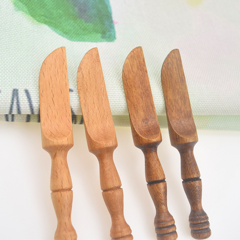 Small mini engraved butter spreader peanut mixing fly spreading wood butter knife set