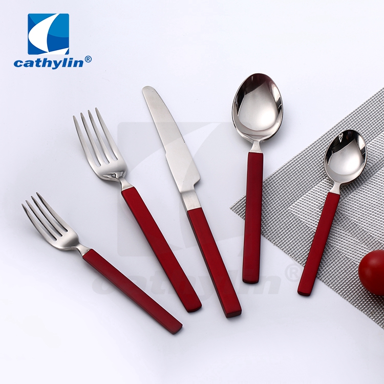 Cathylin modern colorful handle stainless steel hotel cutlery set 