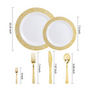 Disposable Spoon Fork Knife And Plate Flatware Rose Gold Plastic Cutlery Set