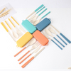 4 Pcs Spoon Fork Knife Portable Chopsticks Removable Foldable Wheat Straw Cutlery Set with Case Box for Travel