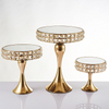 Wedding Metal Cake Display Stand with Mirror Top Plate Diameter Beaded Crystal Cake Pedestal Snack Tray Baking Party
