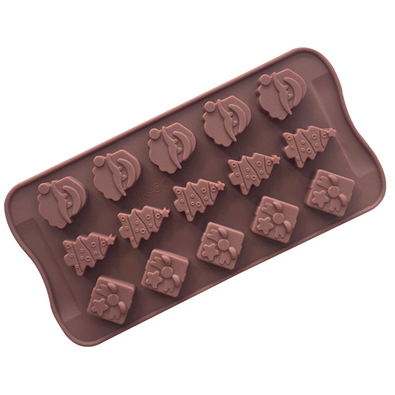 Wholesale Vintage Santa Claus Christmas Tree Shape Candy Silicone Mould Chocolate Mold
