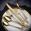 Baroque Royal 24 Luxury Silverware Set Stainless Steel 18/10 Flatware Vintage Wedding Gold Cutlery
