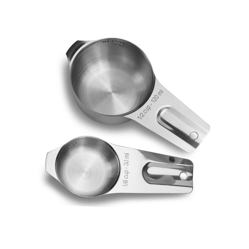 1/2 60ml Kitchen Household Metal 304# Stainless Steel Food Measuring Cups Set