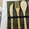 Wholesale eco friendly travel portable wooden flatware reusable organic bamboo fiber spoon fork knife and straw cutlery set