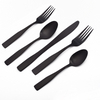 Amazon Hot Sale 5 Pcs Reusable Utensil Cutlery Fork Knife Spoon Metal Flatware Stainless Steel Black Cutlery Set