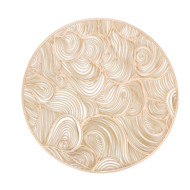 3d Artwork Extra Large Braided Circle Gold Coasters Pvc Round Placemat for Wedding Table