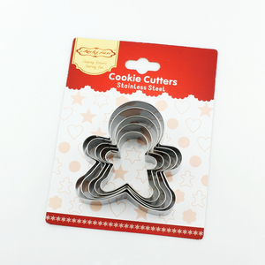2022 Custom 5 Pcs Gingerbread Man People Shape Press Metal 430 Stainless Steel Cookie Cutter Set