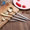 Cathylin Luxury Golden Matte Stainless Steel Knife Fork Spoon Hotel Cutlery Set with White Handle