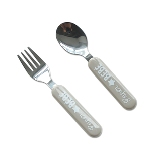 Children Flatware Plastic Handle Stainless Steel Spoon Fork Cutlery Set for Kids
