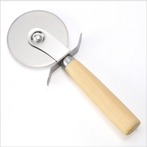 Wholesale Stainless Steel Wheel Cheese Slicer Pizza Cutter with Wooden Handle