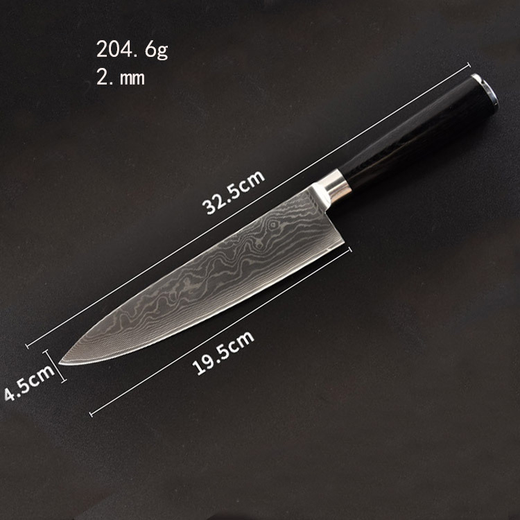 Japanese High Quality 67 Layers 8 Inch Vg10 Vg-10 Stainless Steel Kitchen Chef Damascus Knife with Burl Wood Ebony Handle