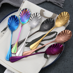 Rose Gold Shell Shape Metal Stainless Steel 410 Spoon for Drinking Coffee Tea
