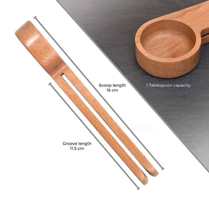 Small Wood Bamboo Spoon Tea Coffee Bean Measuring Scoop With Bag Clip