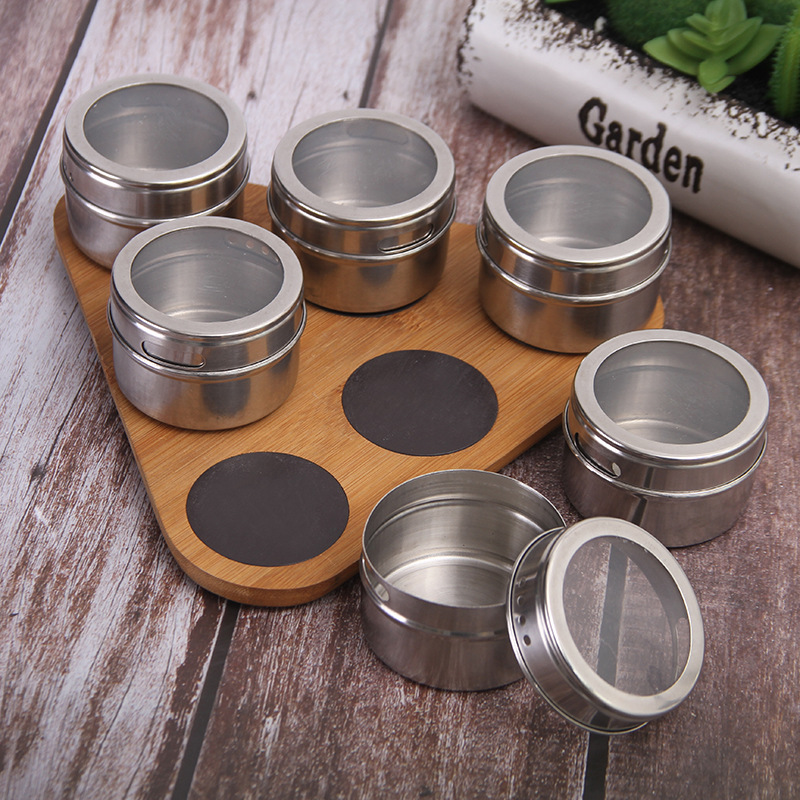 Plastic Protein Stainless Steel Magnet Magnetic Bottle Containers Spice Jar Set