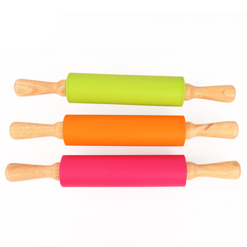 Wooden Silicone Small Mini Size Kids Play Children's Playdough Tools Rolling Pin