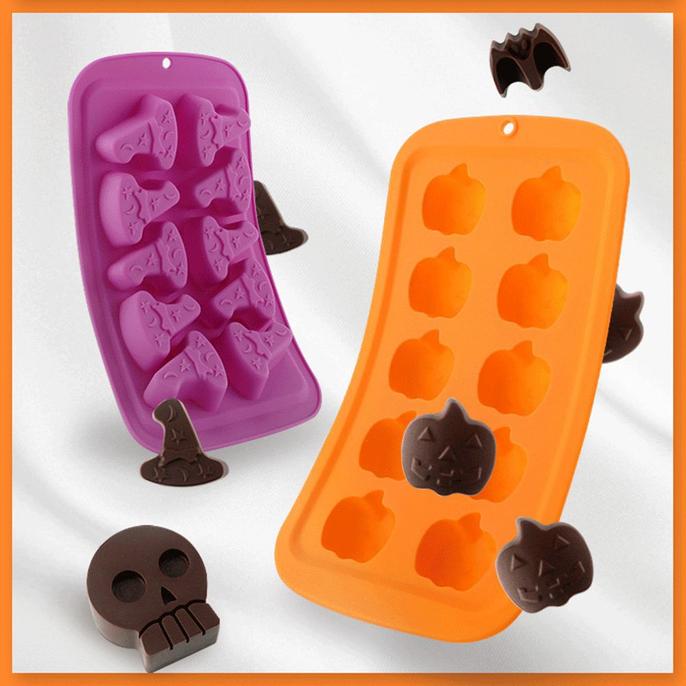 3d Halloween Pumpkin Shape 10 Cavities Candy Silicone Mould Chocolate Mold for Sale