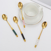 Porcelain Flatware Stainless Steel Gold Cutlery Set with Ceramic Handle