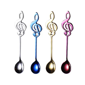 Colorful metal silverware mini 304 stainless steel tea sugar coffee stirring spoon with music note style head