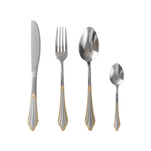 4pcs metal spoon fork knife stainless steel cutlery restaurant home gift cheap silver cutlery set