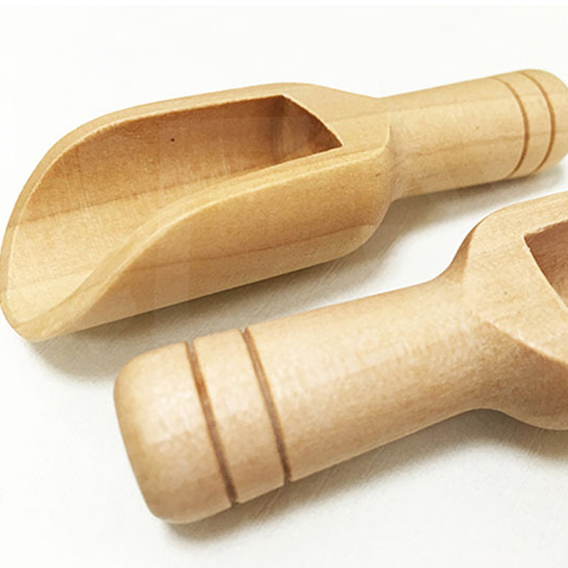 Wholesale small short bamboo wood candy buffet spoon cooking measuring mini flat wooden scoops for bath salts