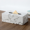 Pu Leather Napkin Paper Holder Storage Tissue Box With Marble Pattern