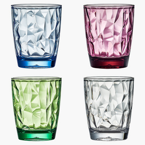 Crystal Clear Plastic Polycarbonate Hard Whiskey Glasses Small Cup Diamond Rolly Poly Tumbler Set for Drinking Beer Wine