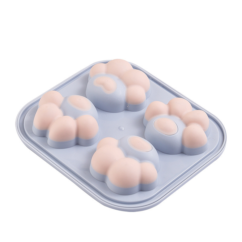 4 Cavity Footprint Mould Cute Animal Dog Paw Shape Popsickle Maker Plastic Pp Plastic Ice Cream Mold with Tray Lid