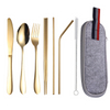 Personalized Logo Reusable Utensil Silverware Travel Camping Flatware Chopstick Stainless Steel Cutlery Set with Bag