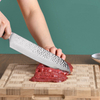 Brown Wood Handle Blank Blade Damascus Stainless Steel Steak Chef Knife