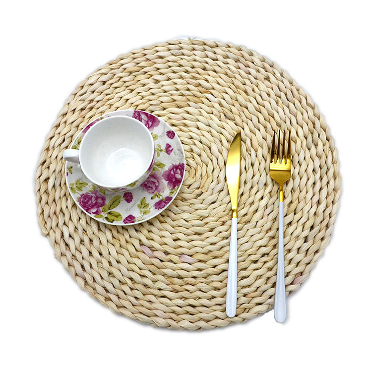 New Japanese Style Diy Personalized Sublimation Bulk Blank Non Slip Drink Tea Cup Round Straw Corn Weaving Coaster