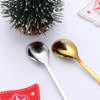 Christmas Gold Metal Stainless Steel Desert Coffee Tea Spoon Set with Gift Box