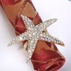 Wholesale Diamond Crystal Starfish Metal Mesh Gold Silver Plated Zinc Alloy Napkin Ring for Wedding Table Ribbon Gifts