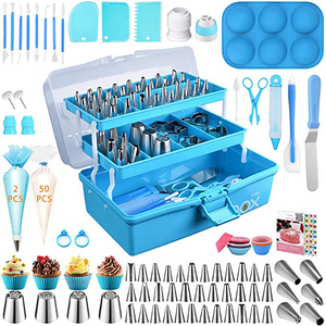 Amazon Hot Sale 236 Pcs Cake Decorating Kit Supplies Baking Cake Piping Tips Tools with Storage Box