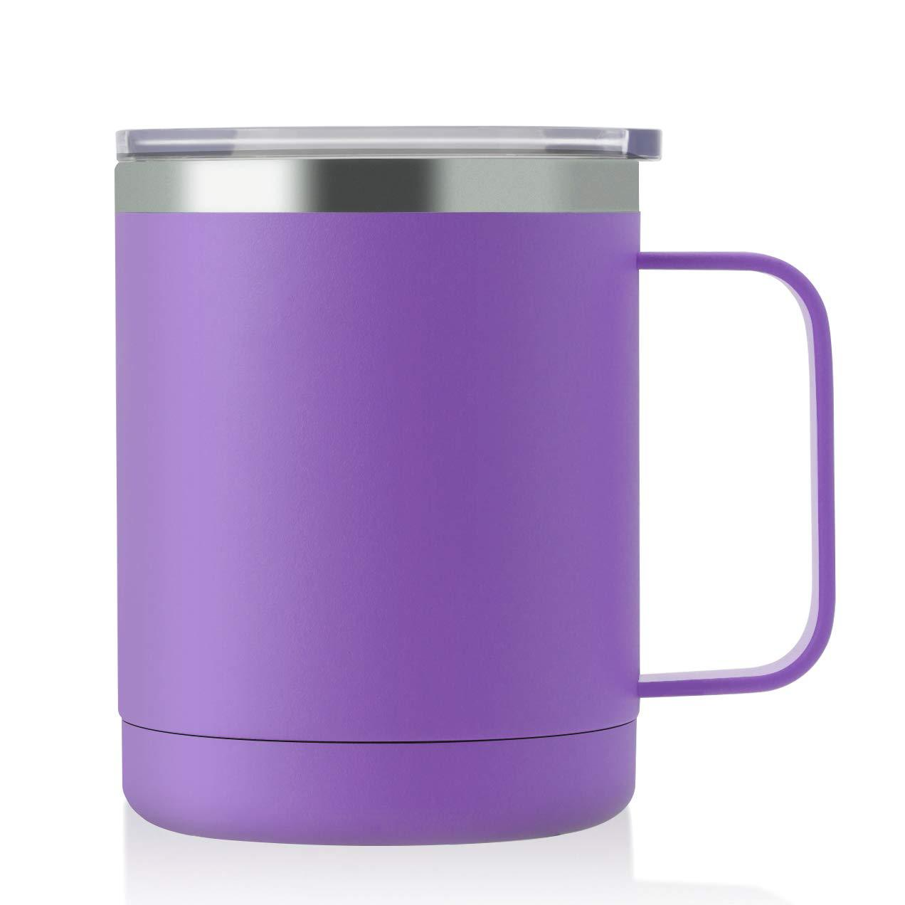 12 Oz Ounce Custom Color Printed Insulated 12oz Metal Food Grade 304 Stainless Steel Coffee Cup Mug with Lid And Handle