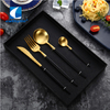 Cathylin wholesale bulk 18/10 stainless steel spoon fork knife with black white blue pink handle gold plated luxury flatware set 