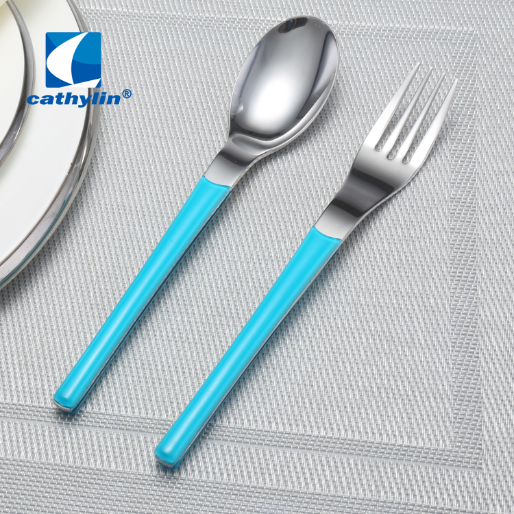 Hot Sale Flatware Blue Plastic ABS Handle Stainless Steel Cutlery Sets