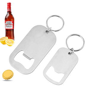 Blank sublimation business cards bottle opener metal 420 stainless steel flat beer bottle opener with ring keychain