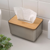 3 Size Clear Plastic Pet Napkin Holder Tissue Box With Bamboo Lid For Restaurants Table