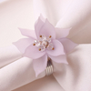 Luxury Design 4.5cm Clear Crystal Glass Gold Beveled Bow Acrylic Napkin Ring with Flower for Wedding