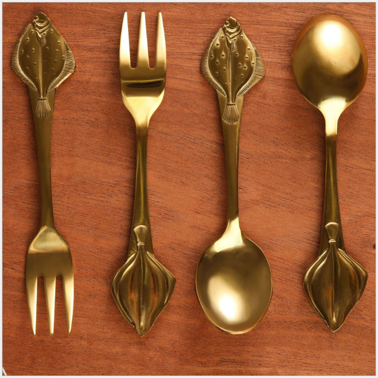 Fancy 304 Metal Little Mini Stirring Spoon 18/10 Stainless Steel Gold Dessert Fork And Coffee Spoon