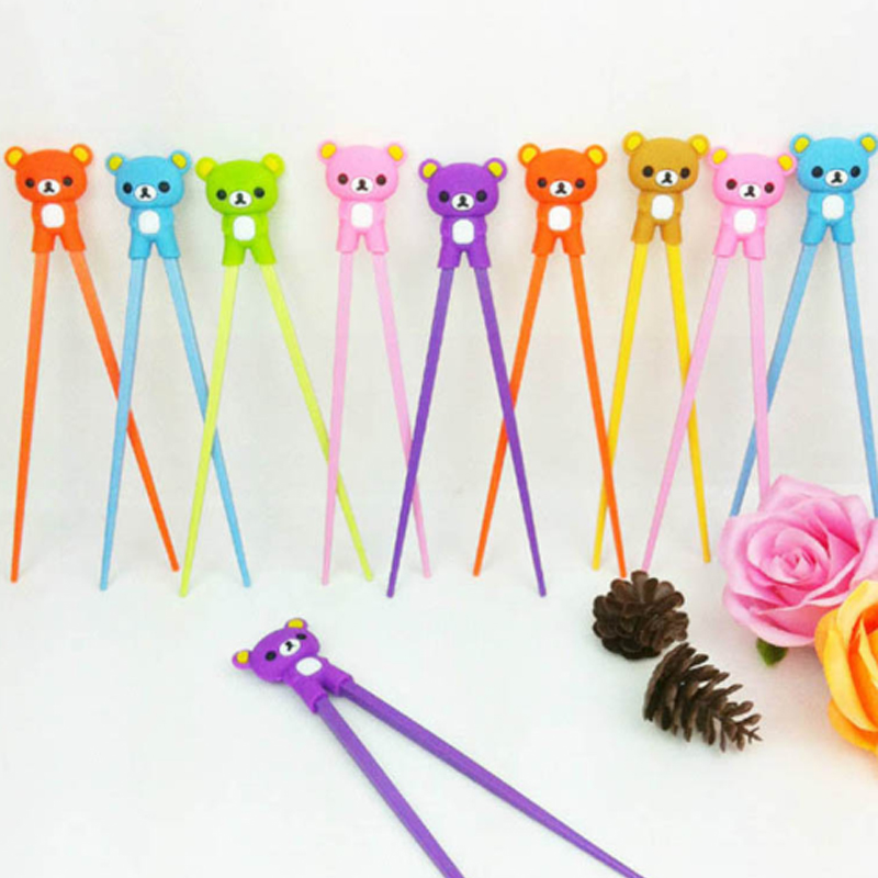 Cartoon Bear Silicone Baby Children Beginners Training Chopsticks Helper for Kids