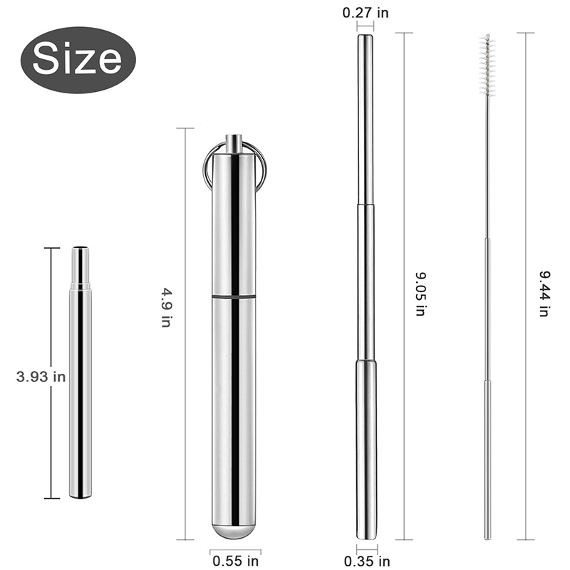 Portable Stainless Steel Foldable Drinking Metal Straw Collapsible Straw